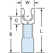 Fork Terminal, #8 Stud Size, 14 AWG, 600 V, Heat Shrink Insulated, Blue, Crimp Termination Only
