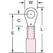 Ring Terminal, #10 Stud Size, 18 AWG, 600 V, Heat Shrink Insulated, Red, Crimp Termination Only