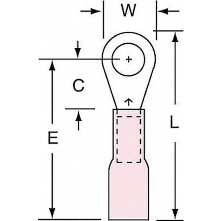 Ring Terminal, #10 Stud Size, 18 AWG, 600 V, Heat Shrink Insulated, Red, Crimp Termination Only