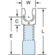 Fork Terminal, #10 Stud Size, 14 AWG, 600 V, Heat Shrink Insulated, Blue, Crimp Termination Only