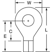 Ring Terminal, 1/4 in Stud Size, 10 AWG, 600 V, Bare Insulated, Bare, Crimp Termination Only