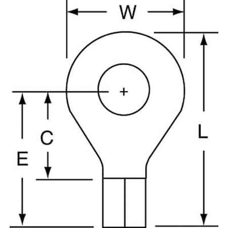 Ring Terminal, 1/4 in Stud Size, 10 AWG, 600 V, Bare Insulated, Bare, Crimp Termination Only