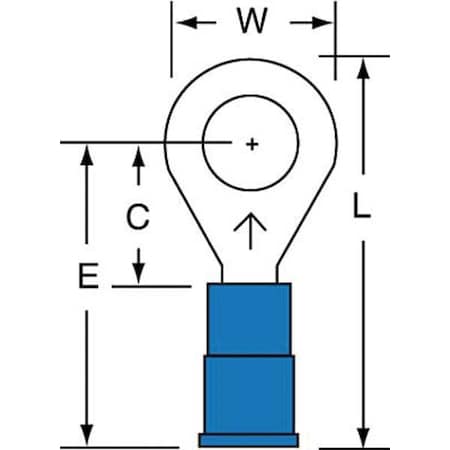 Ring Terminal, 1/4 in Stud Size, 14 AWG, 600 V, Vinyl Insulated, Blue, Crimp Termination Only