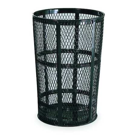 Street Basket 45 gal Round Outdoor Can, Black, None, Steel, Not Applicable