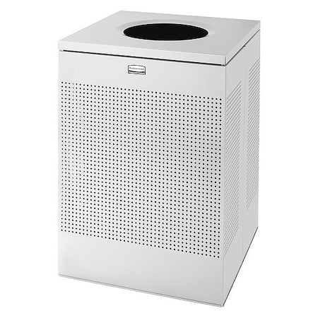SILHOUETTE 40 gal Square Indoor Metal Can, Silver Metallic, None, Steel, 21 3/4 in