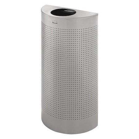 Half Rounds 12 gal Half-Round Indoor Metal Can, Stainless Steel, None, Stainless Steel