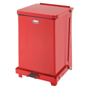 Defender 4 gal Square Step-On Can, Red, Foot Pedal, Steel, 12 in