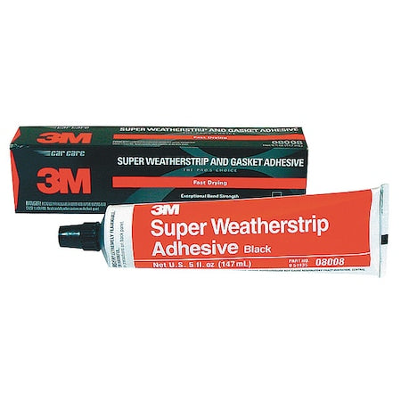Super Weatherstrip and Gasket Adhesive, 5 fl oz, Tube, Black, Neoprene Rubber Base