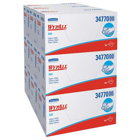 WypAll General Clean X60 Multi-Task Cleaning Cloths (34770), Quarterfold Washcloths, White,PK9