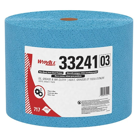 WypAll Oil, Grease & Ink Cloths (33241), Jumbo Roll, Lint-Free, Blue 717 Sheets/Roll,1 Roll/Case