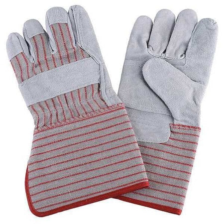 Leather Gloves, Cowhide, Gauntlet Cuff, Wing Thumb, Full Finger, Gray, L, 1 PR
