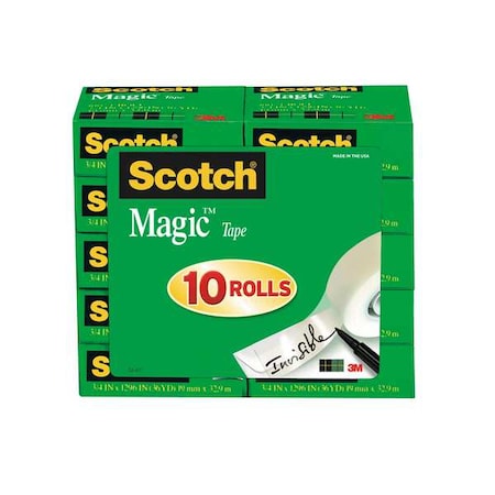 Office Tape, Transparent, 3/4x1000In, PK10