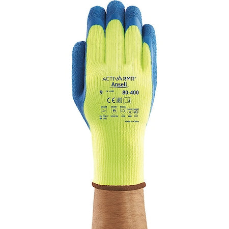 Hi-Vis Cut-Resistant Coated Gloves, Cut Level A3 ,Dipped ,Latex ,Rough ,2XL 1 PR