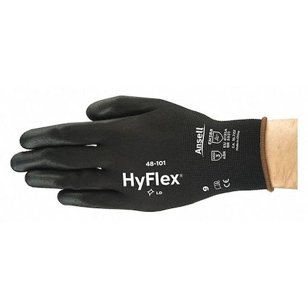 Coated Gloves, Polyurethane, Smooth, Palm, 3 Abrasion Level, Black, 2XL 1 PR