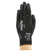 Hyflex Coated Gloves, Polyurethane, Dipped, Palm Coated, ANSI Abrasion Level 3, Black, M, 1 Pair