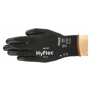 Coated Gloves, Polyurethane, Smooth, Palm, 3 Abrasion Level, Black, XL 1 PR