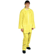 3-Piece Rainsuit with Detachable Hood, PVC, 4 mil Thick, Snap-On (Included), Yellow, 3XL