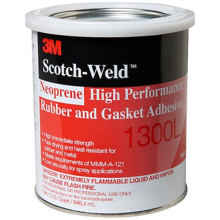 Low Viscosity Neoprene Gasket Adhesive, 1 qt, Yellow, Temp Range -30 to 300 Degrees F