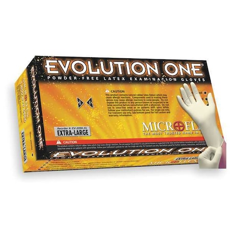 Microflex Evolution One, Latex Disposable Gloves, 5.5 mil, Powder-Free, XS, 100 PK, Beige