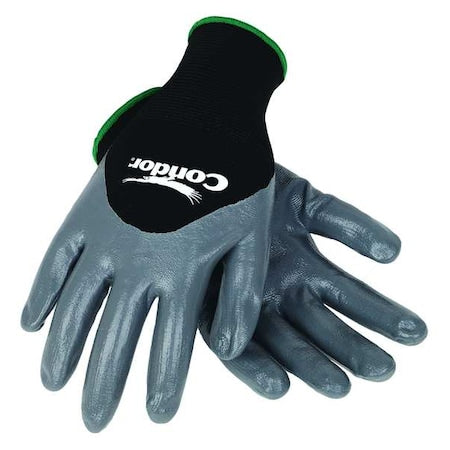 Coated Gloves, Nitrile, Smooth, 3/4 Dip, 3 Abrasion Level, Black, S (7) 1 PR