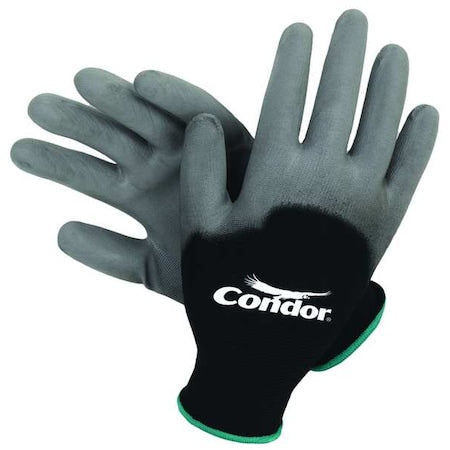 Coated Gloves, Polyurethane, Smooth, 3/4 Dip, 1 Abrasion Level, Gray, M (8) 1 PR