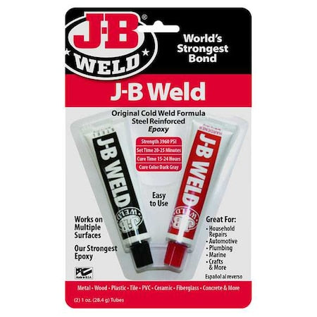 Epoxy Adhesive, Two 1 fl oz Tubes, Dark Gray, 1:1 Mixing Ratio, 6 hr Functional Cure