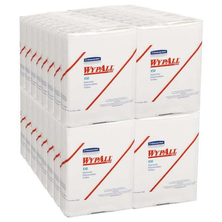 WypAll General Clean X50 Cleaning Cloths (35025), Strong for Extended Use, Quarterfold, White,PK32
