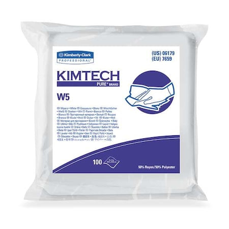 Kimtech Pure W5 Dry Wipes, 9 in x 9 in, 40 wipes / pack, 10 packs / case, 400 wipes / case