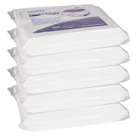 W4 Dry Cleanroom Wipes (33390), Double Bag, White, 9" x 9" Disposable, 100 Wipes/Pack, PK5