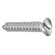 Sheet Metal Screw, #10 x 1-1/4 in, Plain Stainless Steel Flat Head Slotted Drive, 100 PK