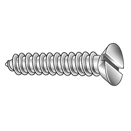 Sheet Metal Screw, #10 x 1-1/4 in, Plain Stainless Steel Flat Head Slotted Drive, 100 PK