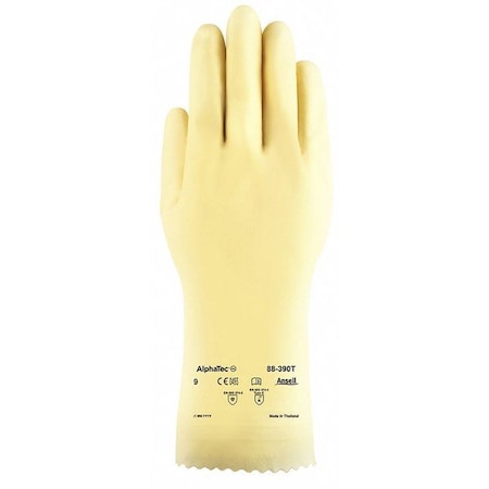 AlphaTec Chemical Resistant Gloves, Natural Rubber Latex, Neoprene, 12 in L, 13 mil, Beige, 7, 1 PR
