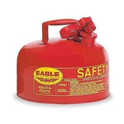 Type I Safety Can, Galvanized Steel, 2 gal, 11.25 in Dia., Self-Closing Lid, Red, Flammables