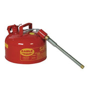 Type II Safety Can, Galvanized Steel, 2.5 gal, 7/8 in Flexible Metal Hose, Red, Flammables