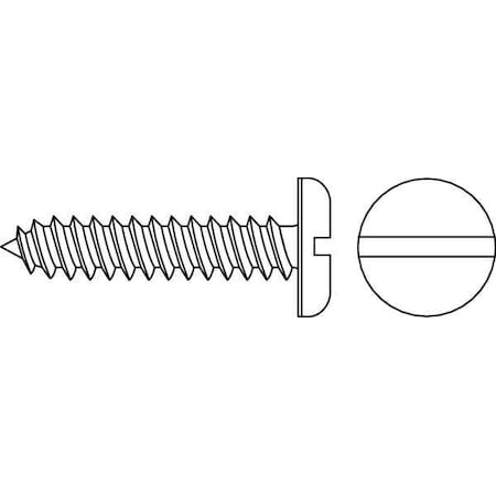 Sheet Metal Screw, #6 x 1/4 in, Zinc Plated Steel Pan Head Slotted Drive, 100 PK