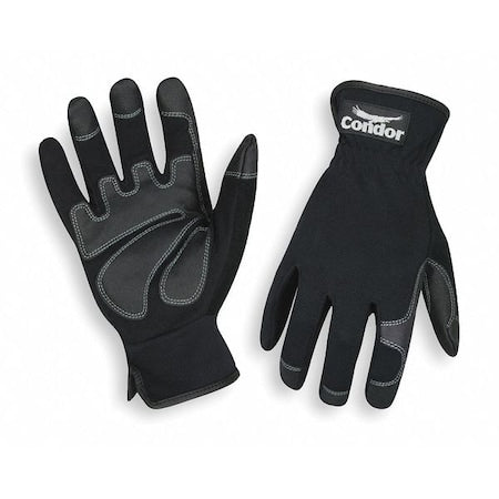 Mechanics Gloves, Clarino/PVC Grip/Wear Panels Palm, S, Black