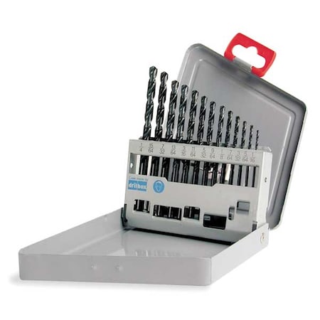 13PC 118 Degree General Purpose Jobber Lngth Drill Set Cle-Line 1899 Steam Oxide HSS RHS/RHC 1/16-1/4x1/64
