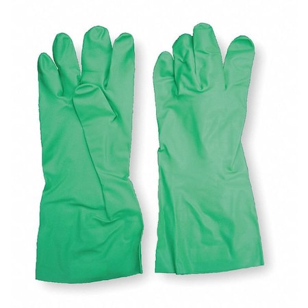 Chemical Resistant Gloves, Nitrile, 13 in L, 11 mil, Green, 8, 1 PR