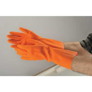 Chemical Resistant Gloves, Natural Rubber Latex, 13 in L, 28 mil, Orange, 10, 1 PR