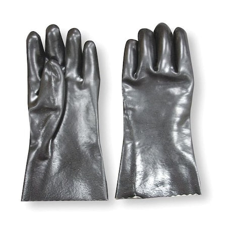 Chemical Resistant Gloves, PVC, 12 in L, Not Applicable, Black, M, 1 PR