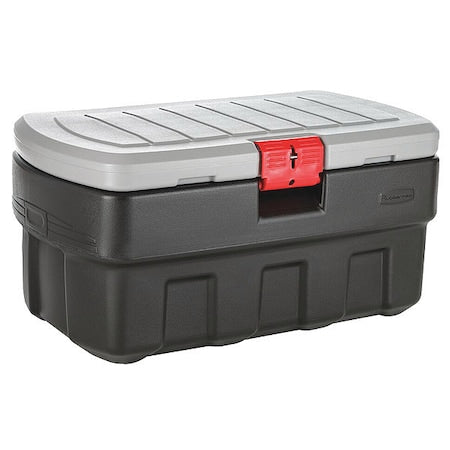 Attached Lid Container, 35 gal Volume Cap., 35 1/4 in L, 20 in W, 17 1/4 in H, Plastic, Black/Red