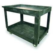 Utility Cart with Deep Lipped Plastic Shelves, Structural Foam, 500 lb Load Capacity, 2 Shelves