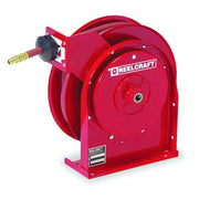 Spring Return Hose Reel, 3/8 in Hose Diameter, 35 ft Length, 300 psi Max. Pressure, Brass, Red