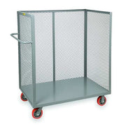12 ga. Steel 3 Sided Mesh Stock Cart 3600 lb. Capacity, 66"L x 24-1/2"W x 57"H