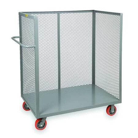 12 ga. Steel 3 Sided Mesh Stock Cart 3600 lb. Capacity, 66"L x 24-1/2"W x 57"H