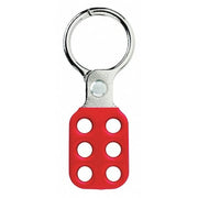 Lockout Hasp, Red, Aluminum, 6 Max. No. of Padlocks, 3/8 in Max. Shackle Dia.