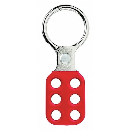 Lockout Hasp, Red, Aluminum, 6 Max. No. of Padlocks, 3/8 in Max. Shackle Dia.