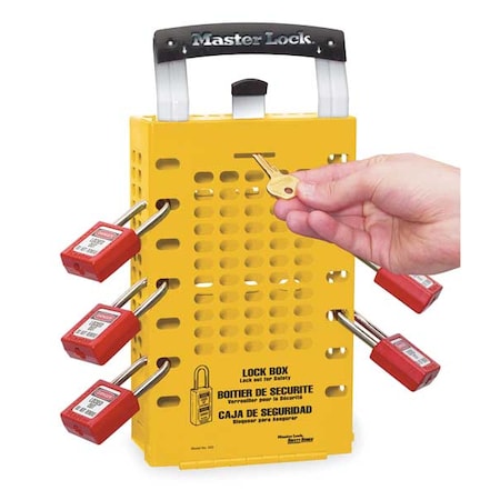 Group Lockout Box,14 Locks Max,Yellow