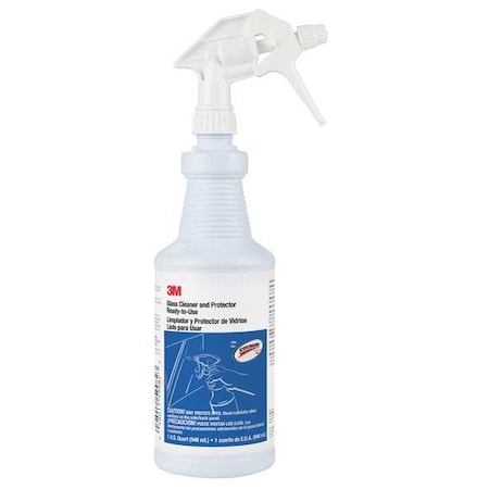 Liquid Glass Cleaner, 1 qt., Clear Blue, Unscented, Trigger Spray Bottle, 12 PK