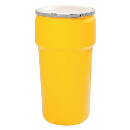 Open Head Transport Drum, Polyethylene, 20 gal, Unlined, Yellow